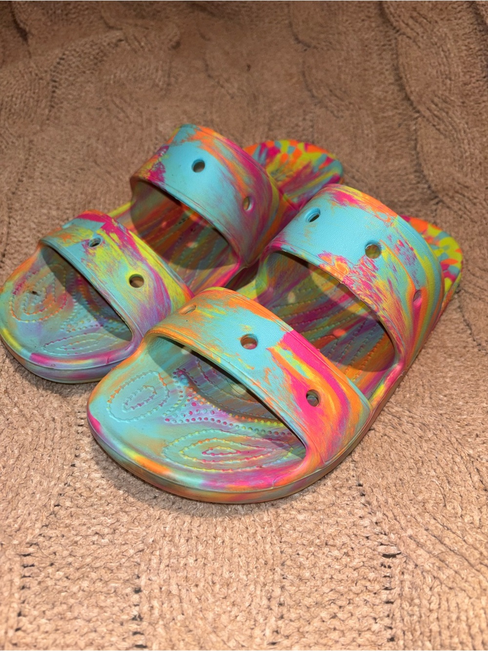 Crocs Classic 2 Strap Sandals Tie Dye Multicolor Women’s 12 Men’s 10 US